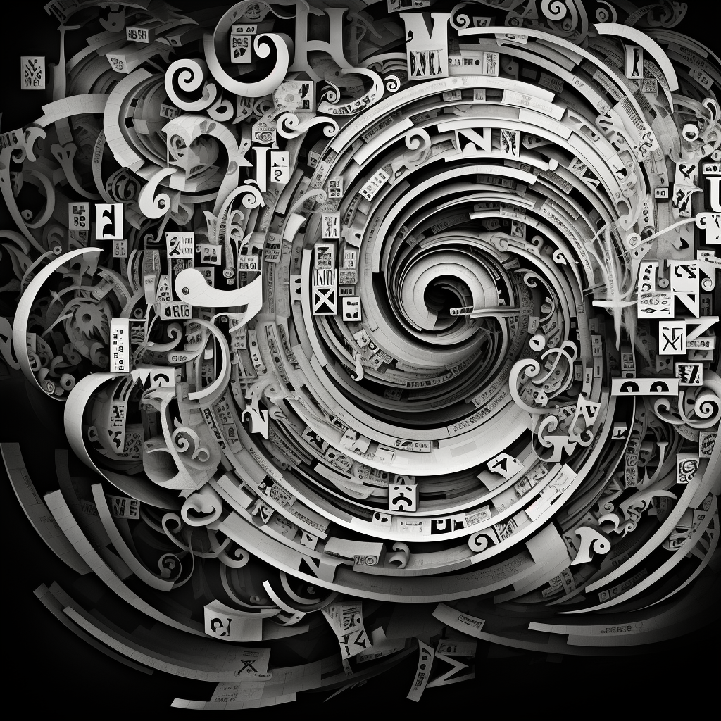 Swirling Alphabets in Black and White