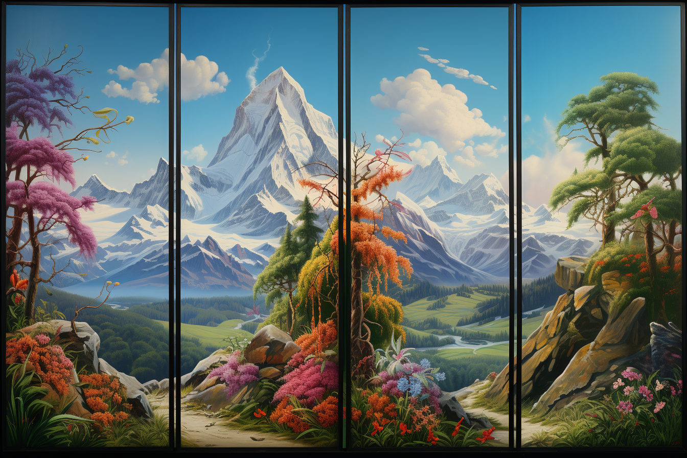 Alpine Mountain View with Colorful Gems