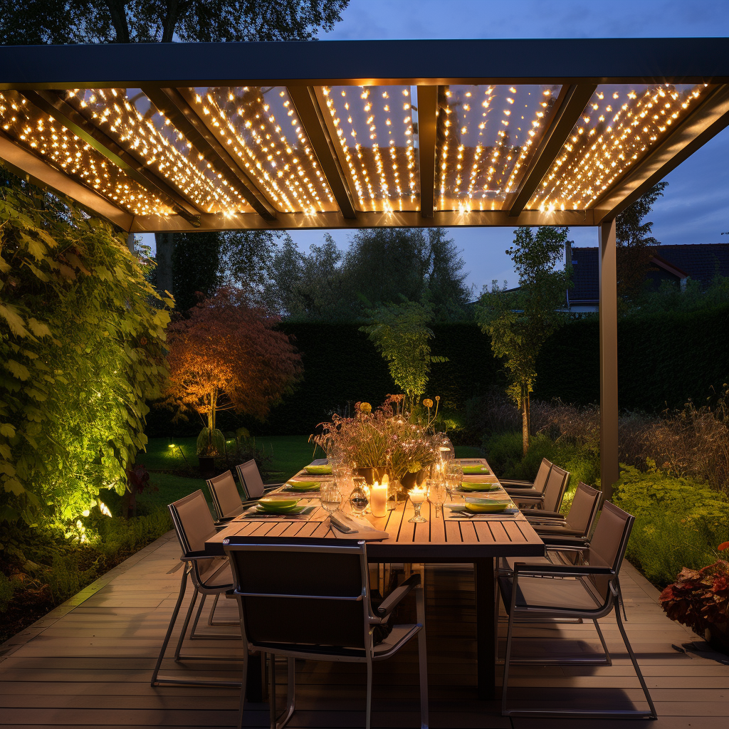 Aluminum Pergola with Motorized Lights