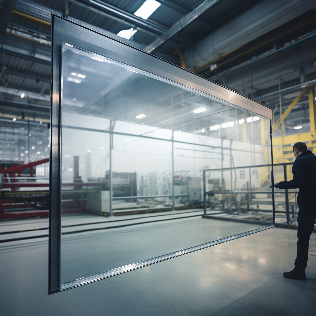 Employee working on aluminum window profile insulation