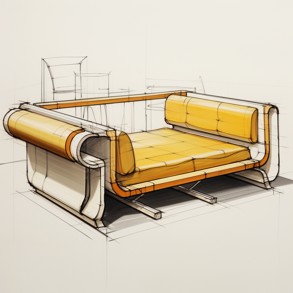 Alvar Aalto bedsofa design sketch