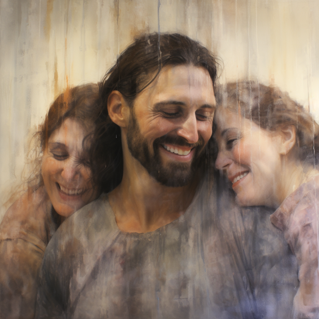 Jesus Christ Smiling Talking to Women