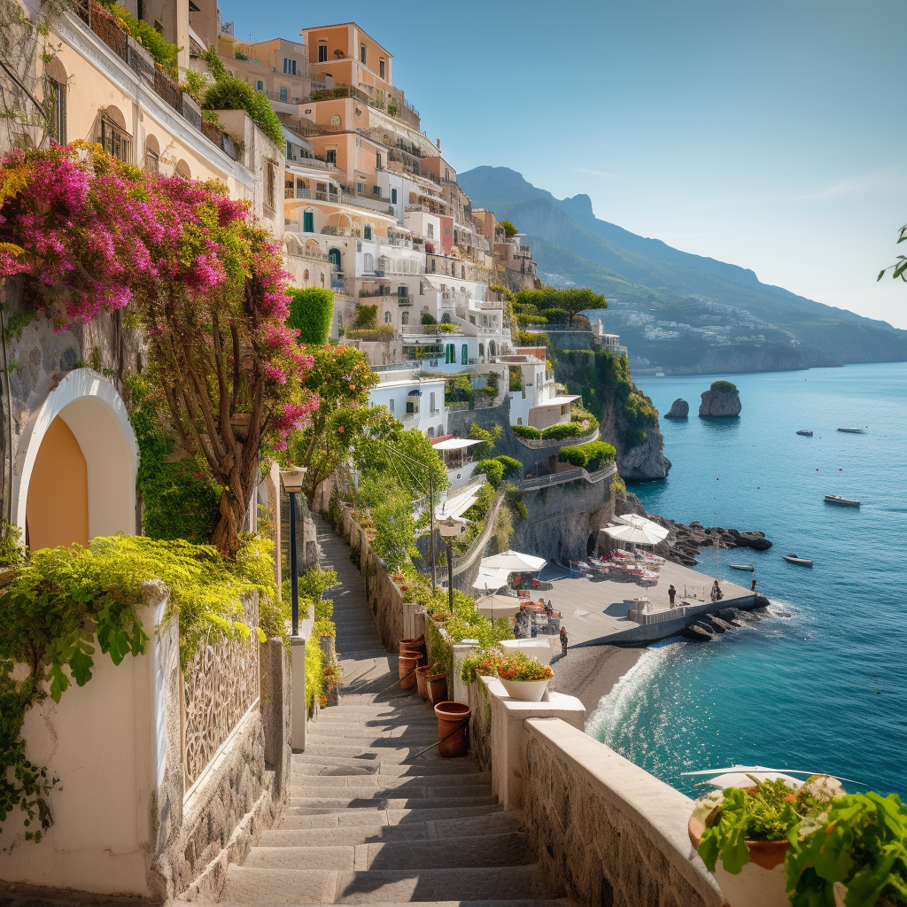 Stunning sunset view of Amalfi Coast