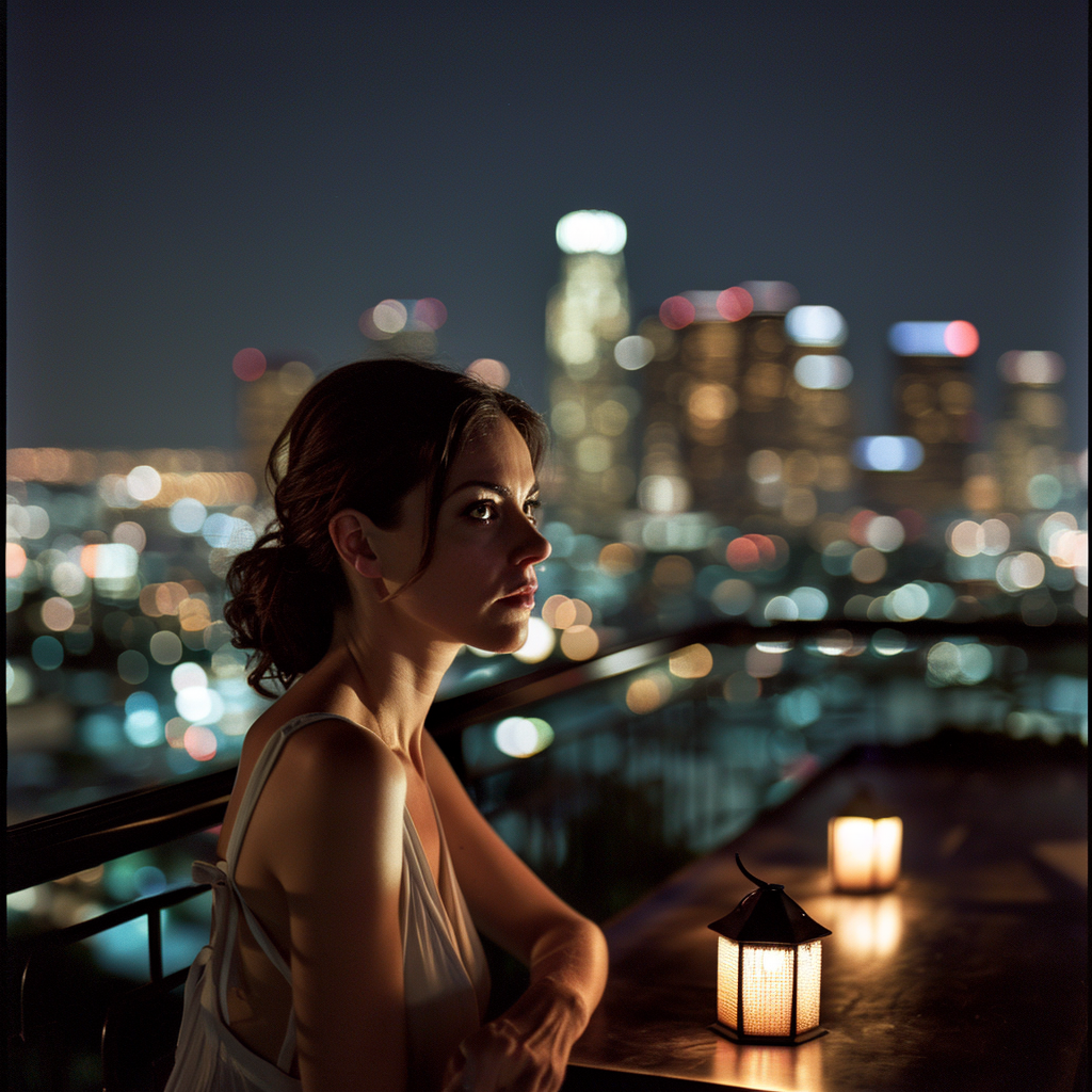 Amanda Crew at Standard Hotel, deep in thought