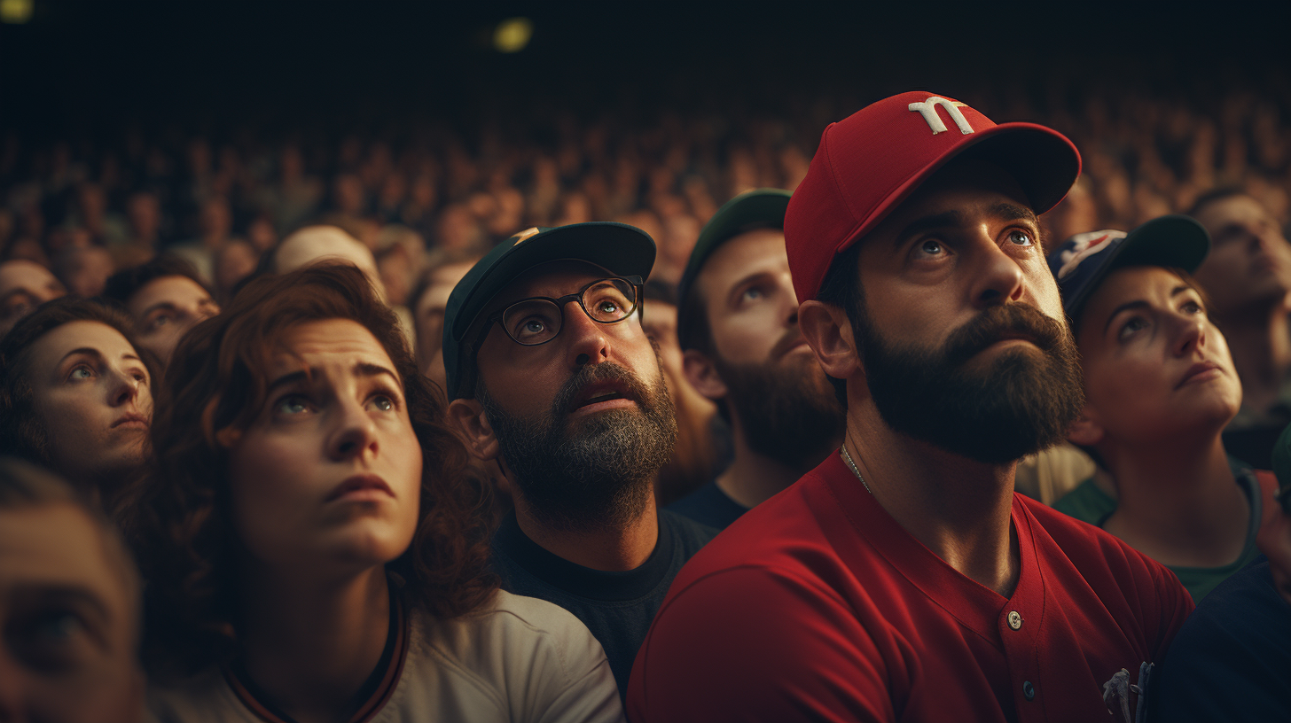 Amazed parents at baseball game crowd