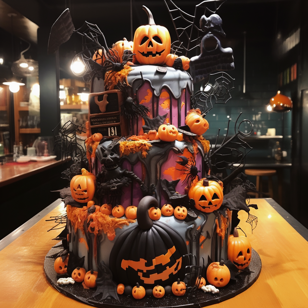 Spooky Halloween cake with amazing decorations