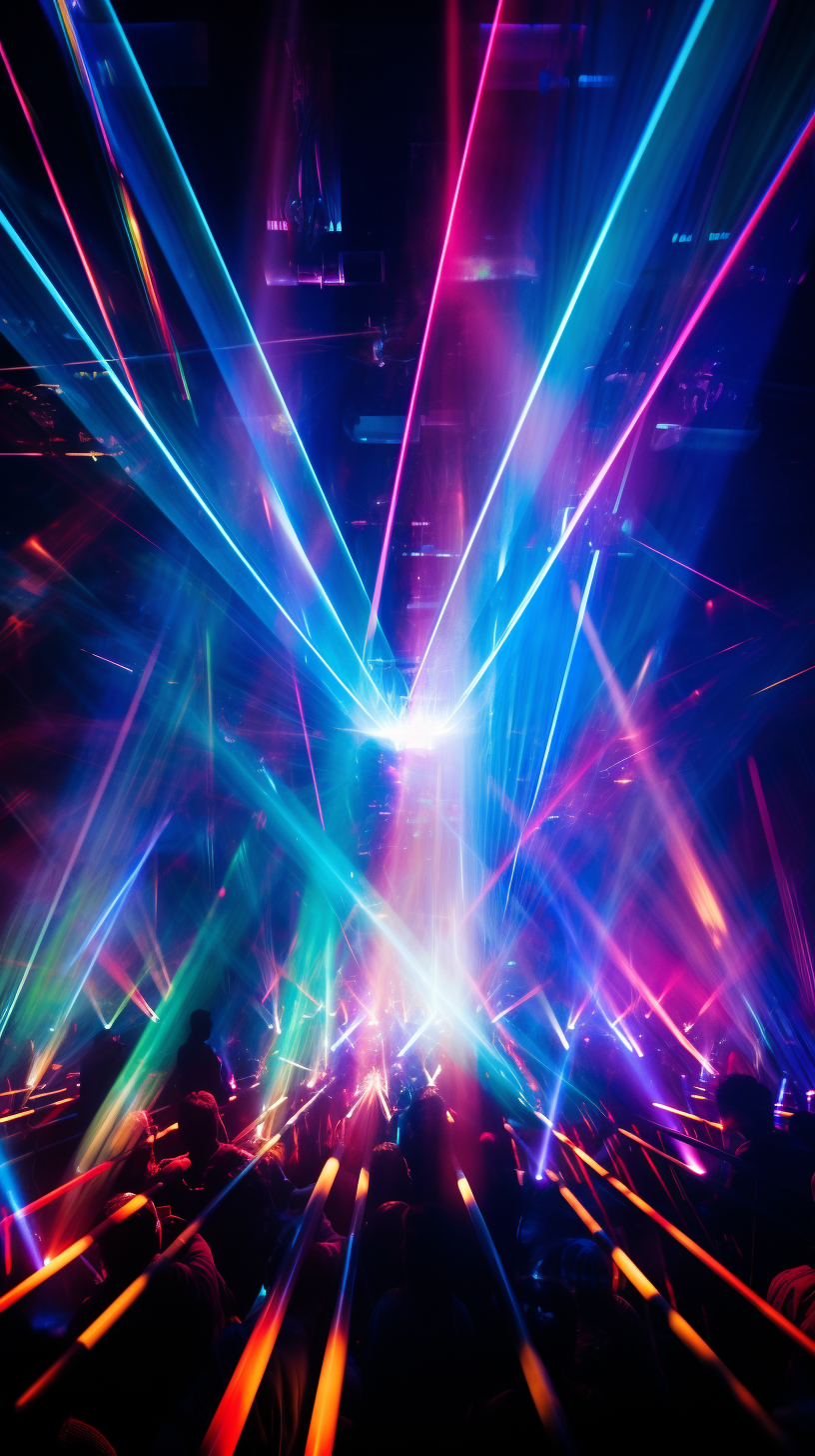 Vibrant laser show with colorful movements