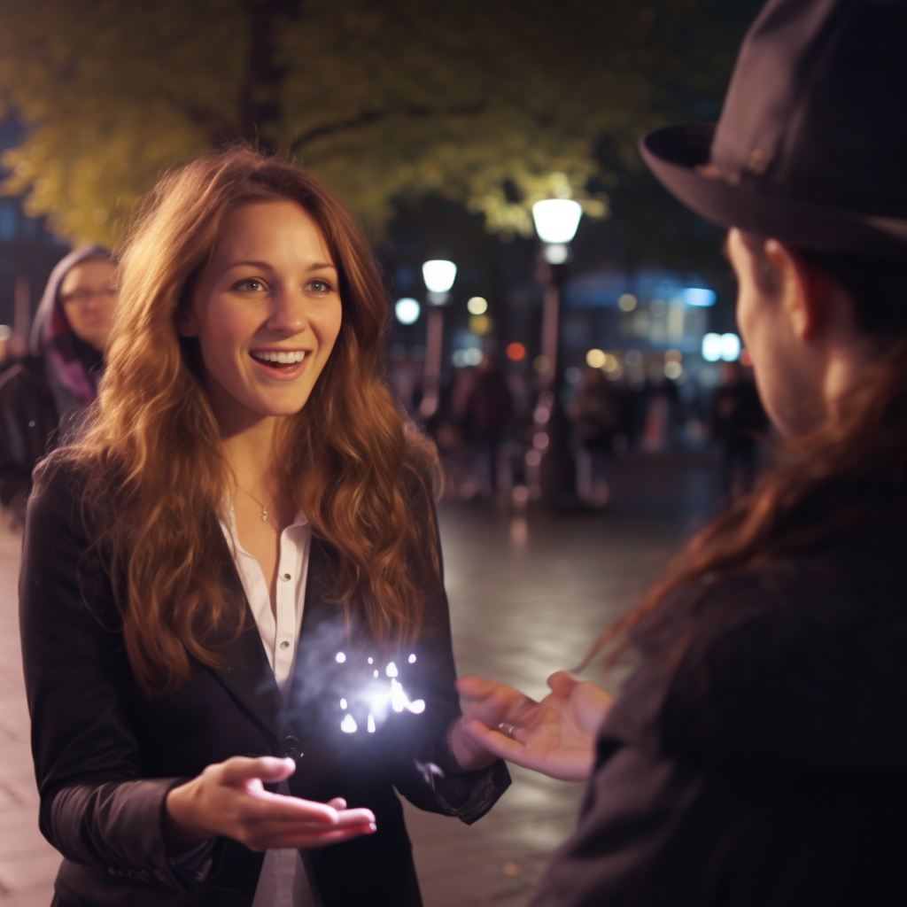 Woman Amazed by Incredible Magic Trick