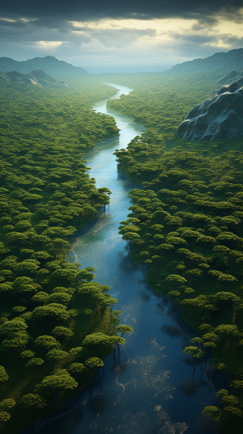 Photorealistic view of the Amazon Rainforest