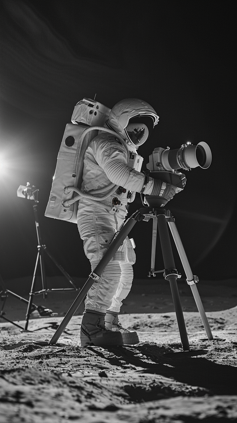 American astronaut on lunar surface