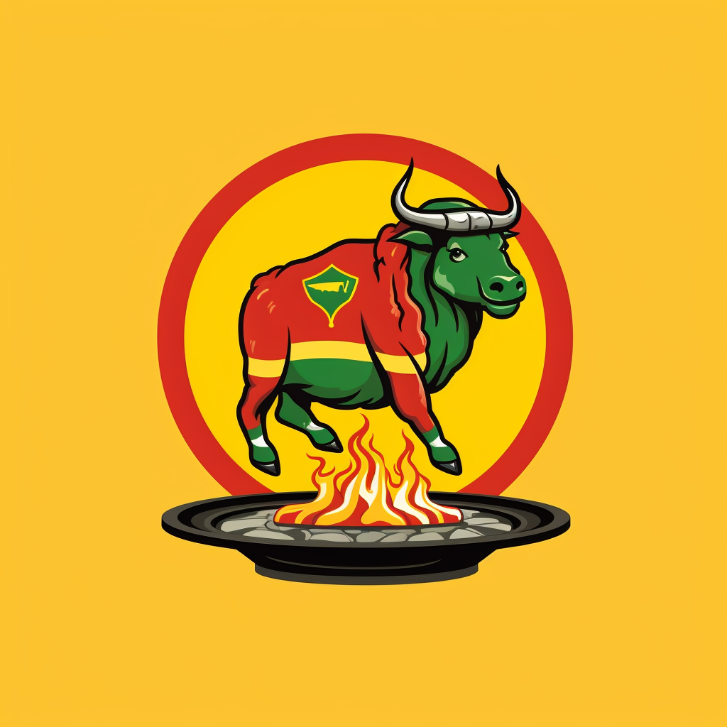 American Bison Grilling Steak Mascot Logo