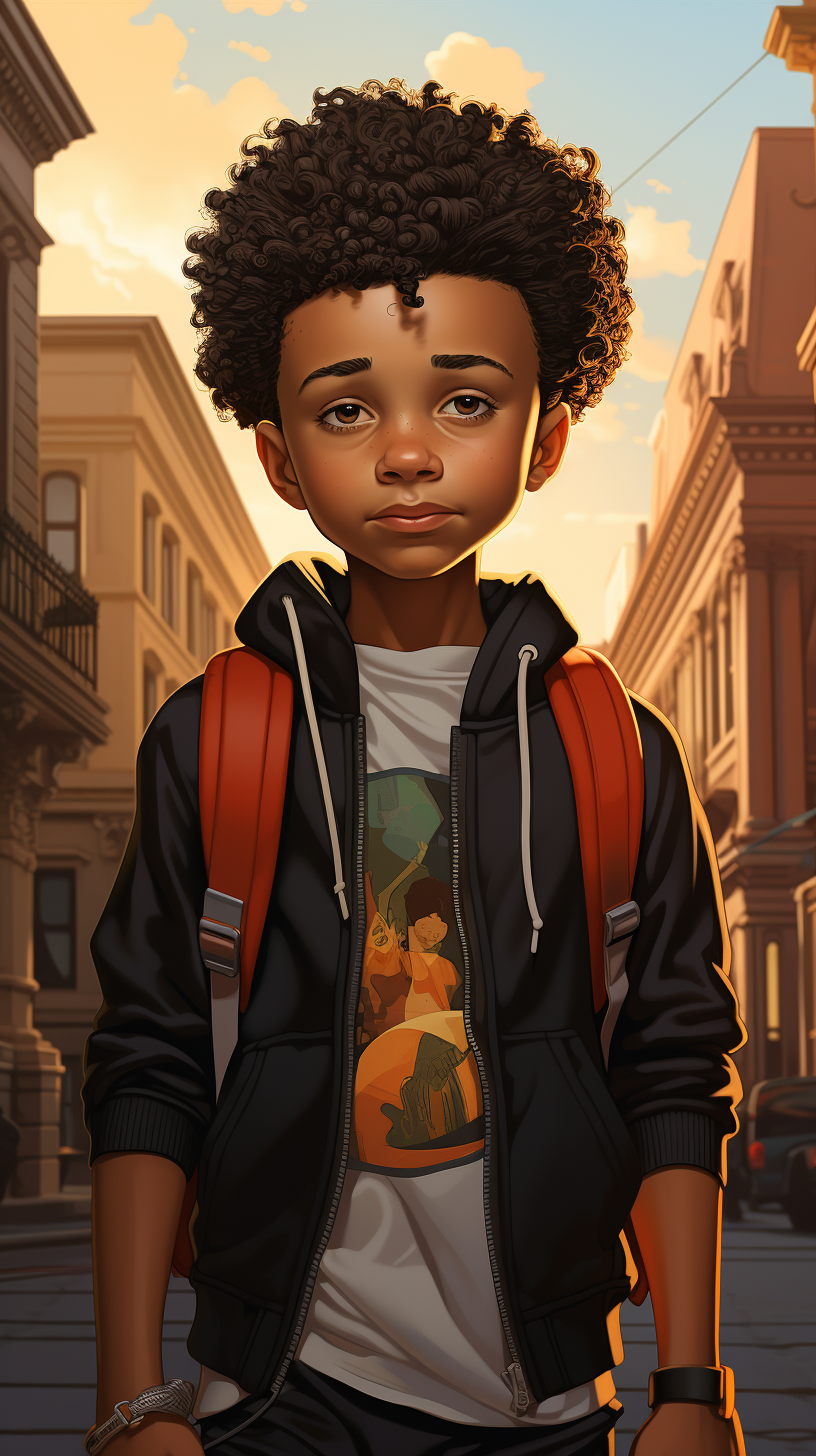 Cinematic cartoon of American black child