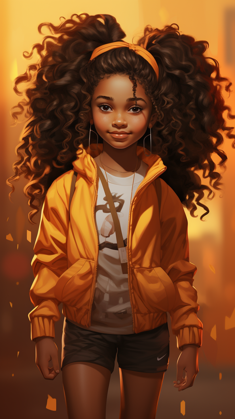 Charming illustration of an american black girl child