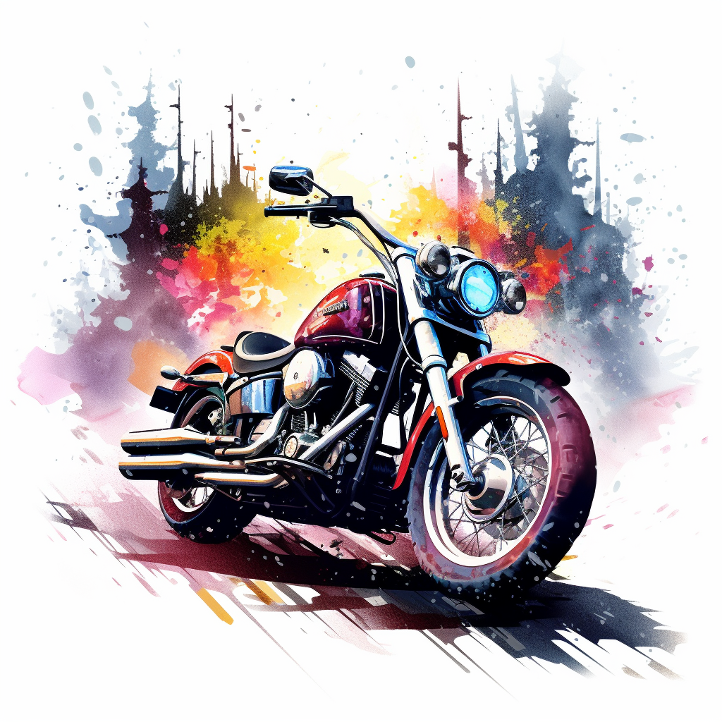 Colorful American Christmas motorcycle canvas