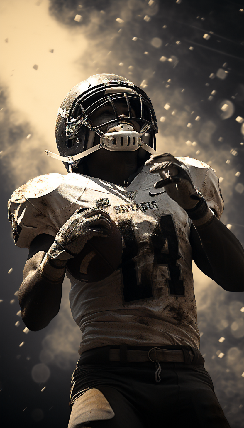 Silhouette of American College Football Action