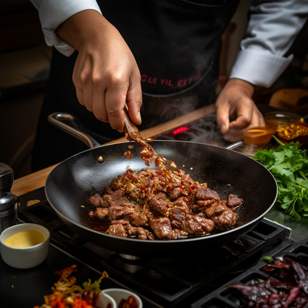 Chef seasoning American Crispy Beef with spices