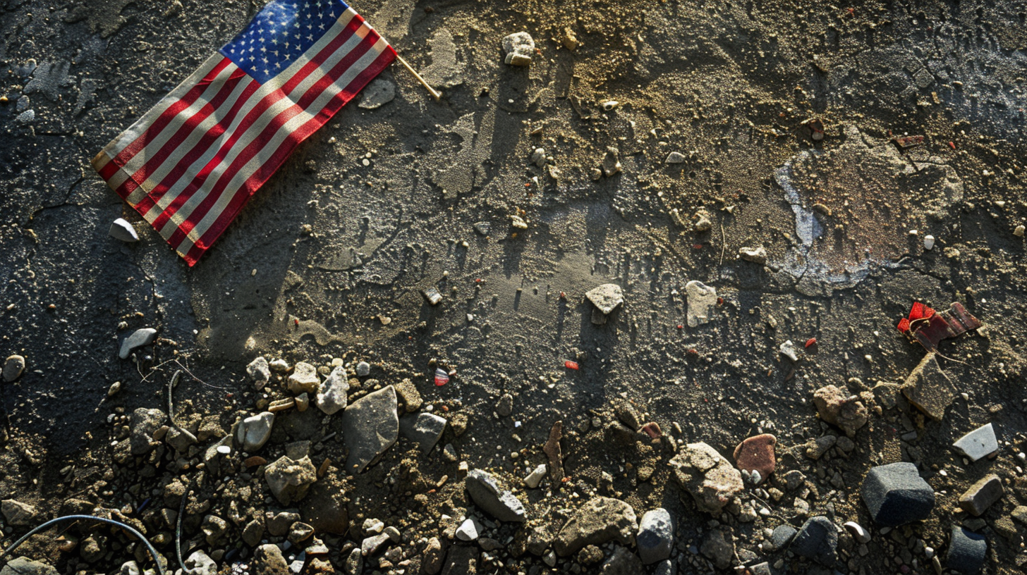 American flag on stone background