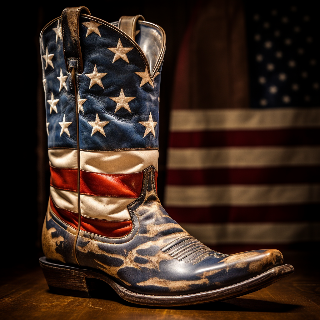 Vintage American Flag on Cowboy Boot