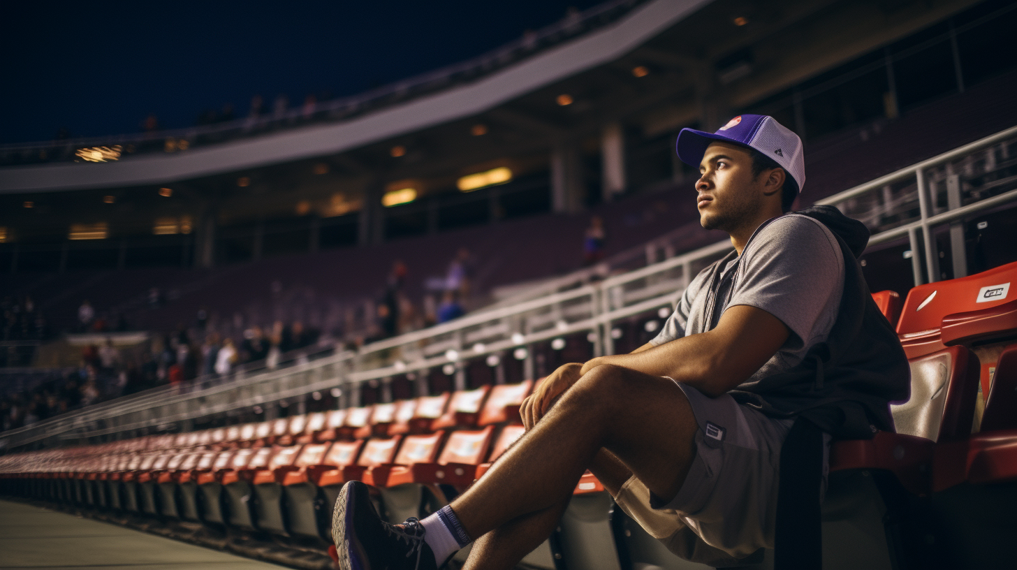 Justin Jefferson on bleachers at football game