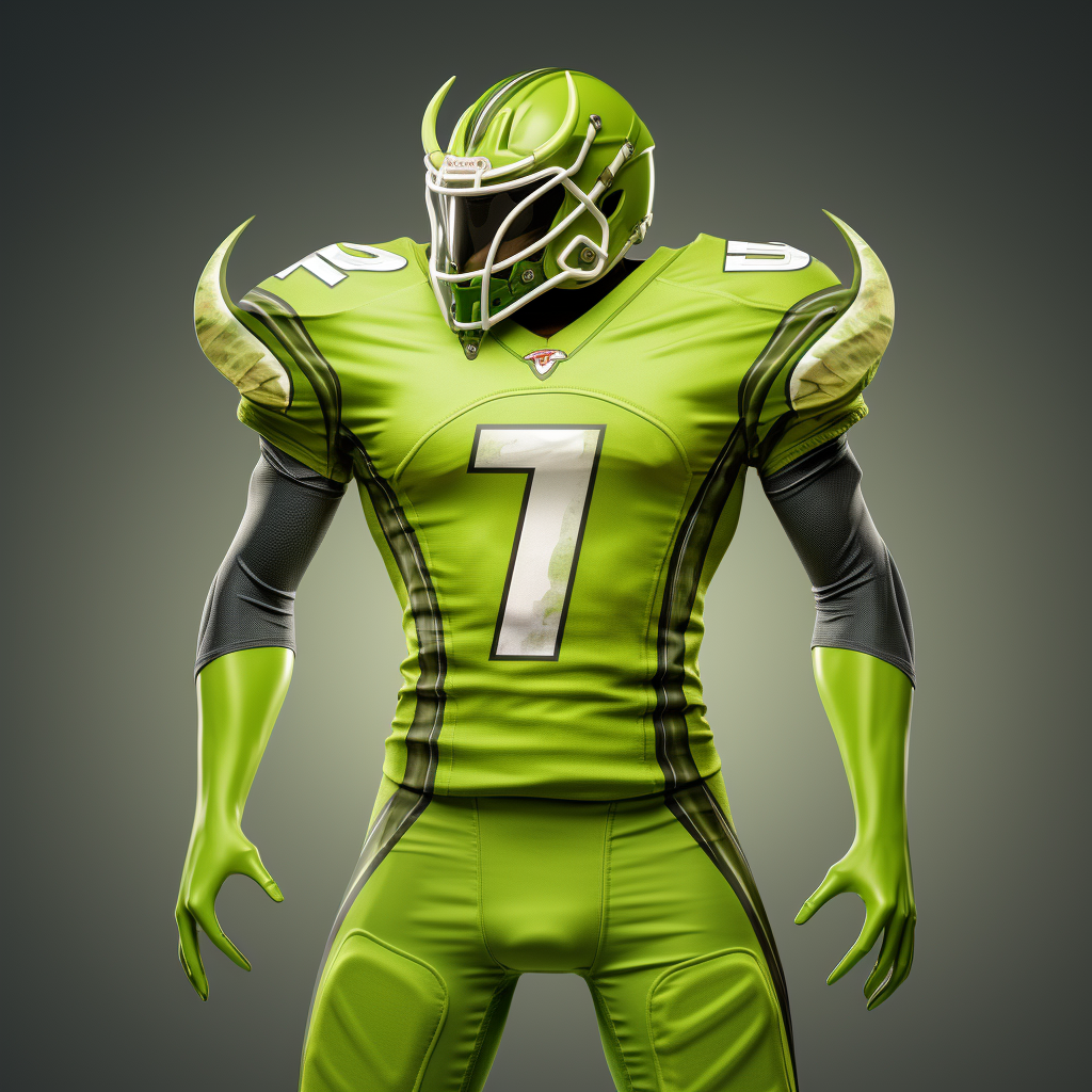 Lime Green American Football Jersey with Praying Mantis Emblem