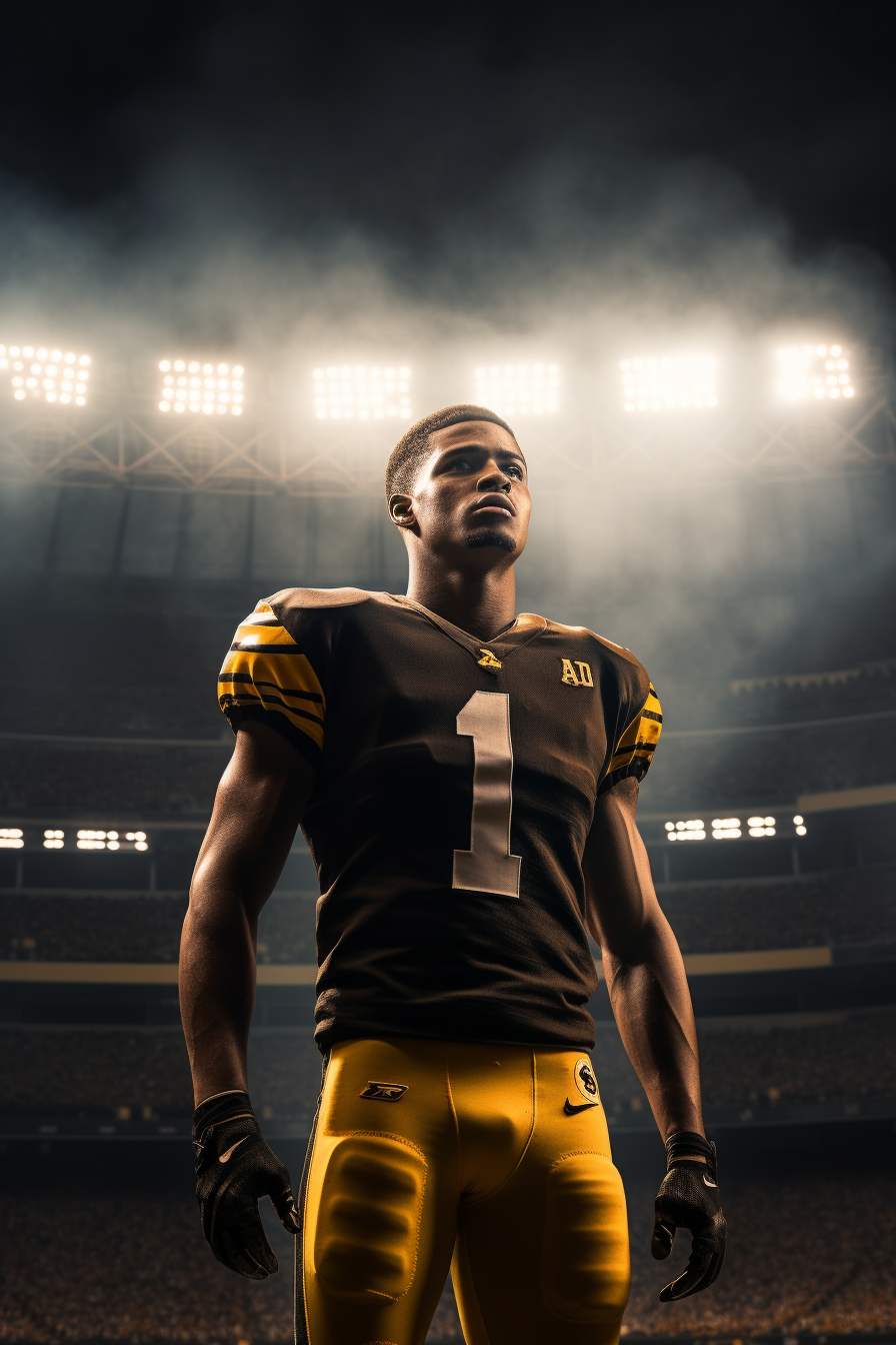 American football player with cinematic lighting