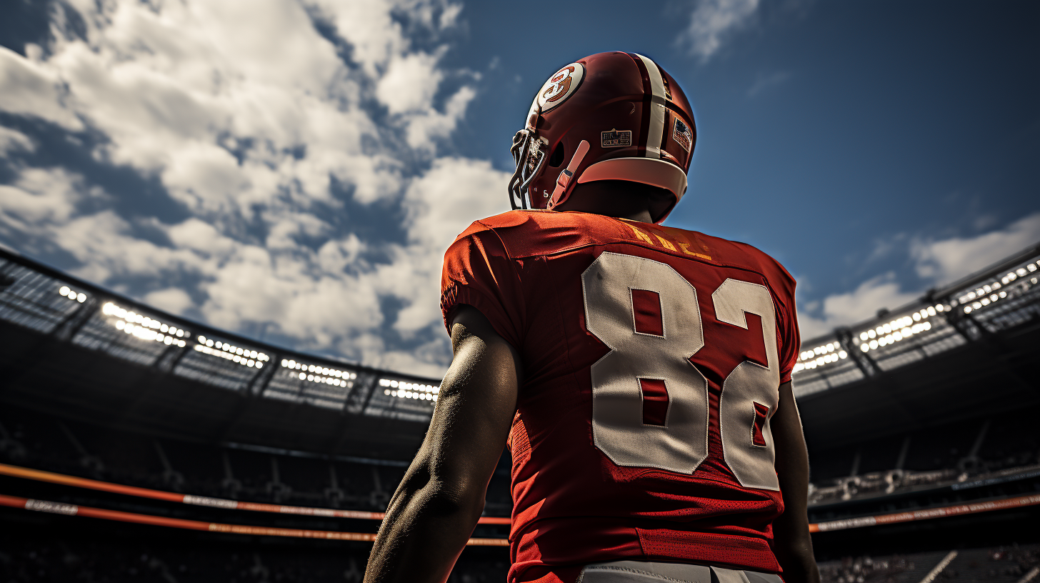 Rear View of Football Player on Field