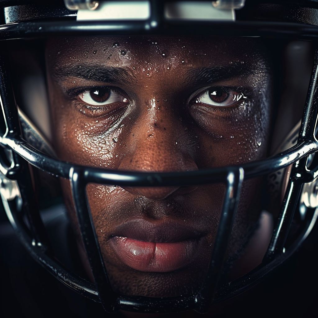 Close-up of American Football Player Studio Shot