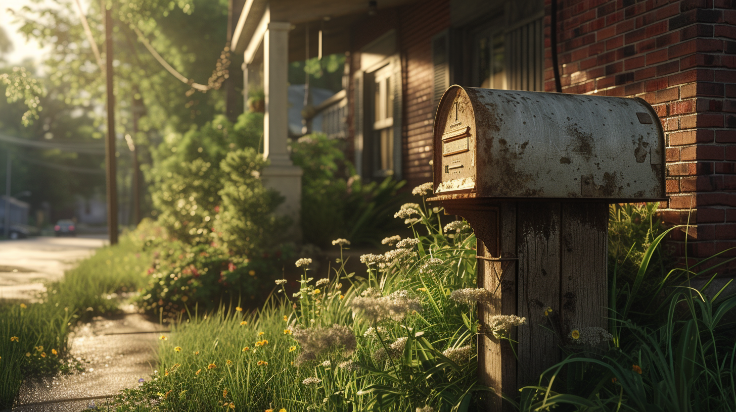 Mailbox beside American home entrance