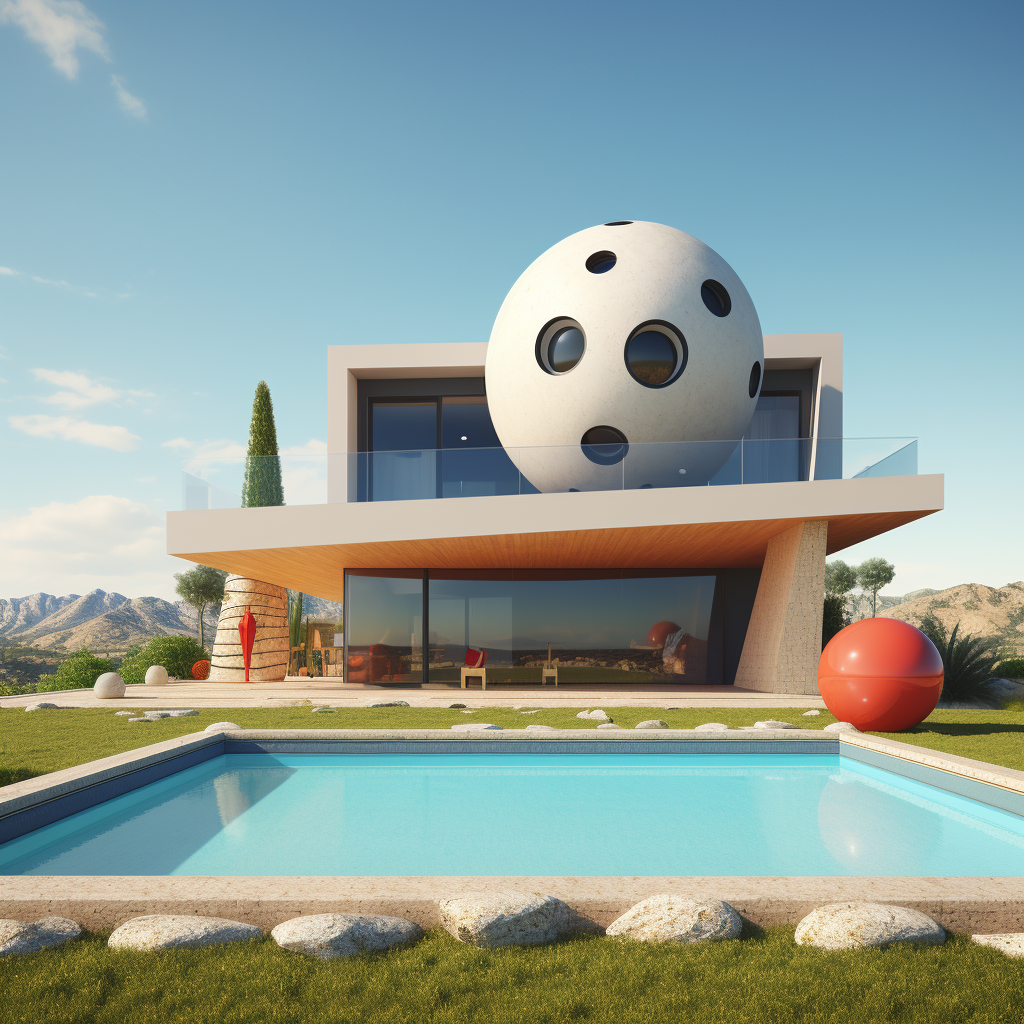 American home with giant 8 ball