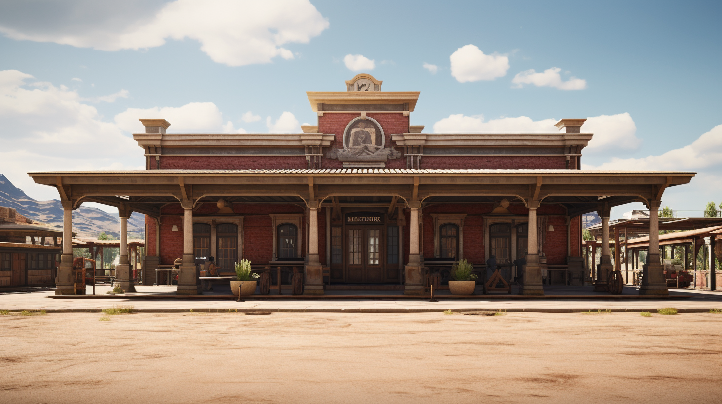 Historic train station in the American Old West