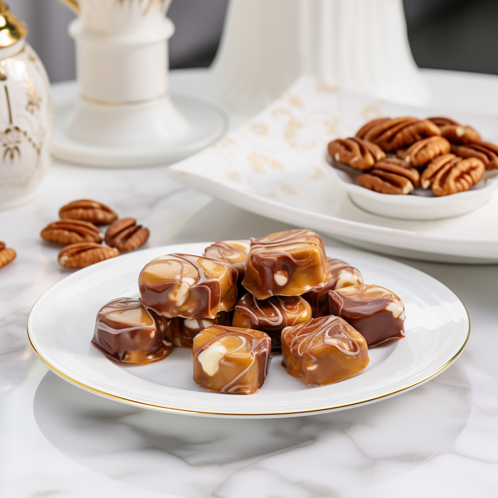 American Pralines on White Plate