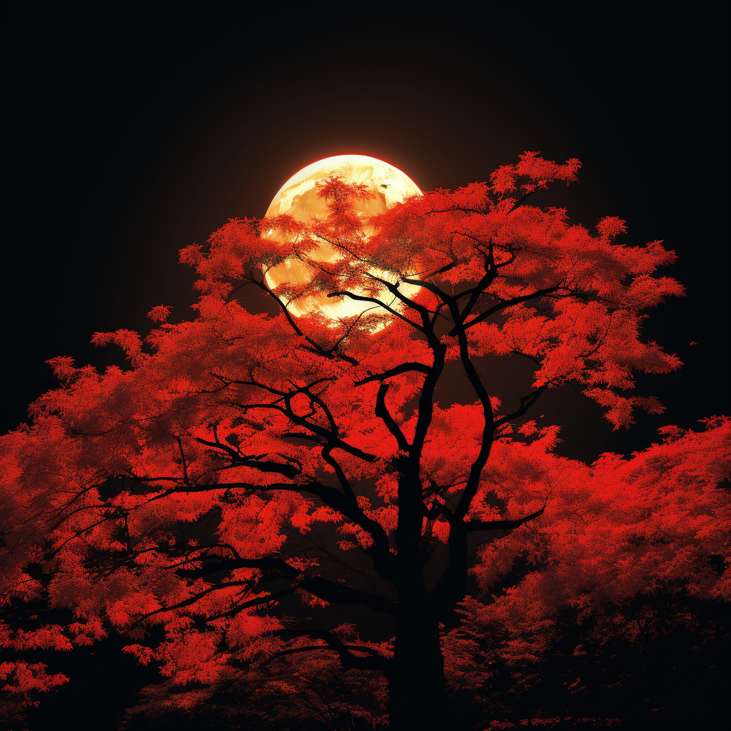 Silhouetted leaves of American Red Maple Tree