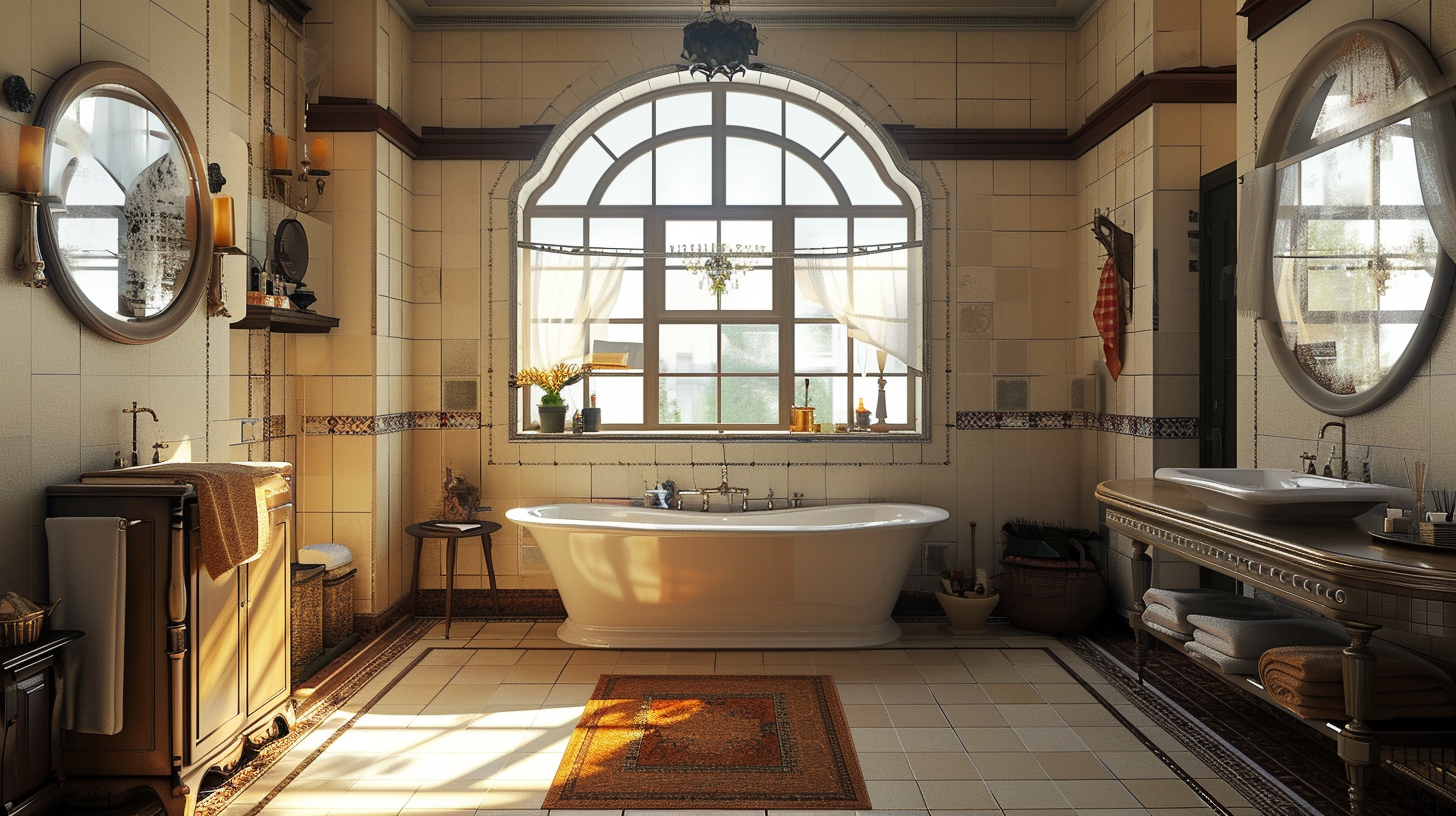 American Retro Home Bathroom Rendering