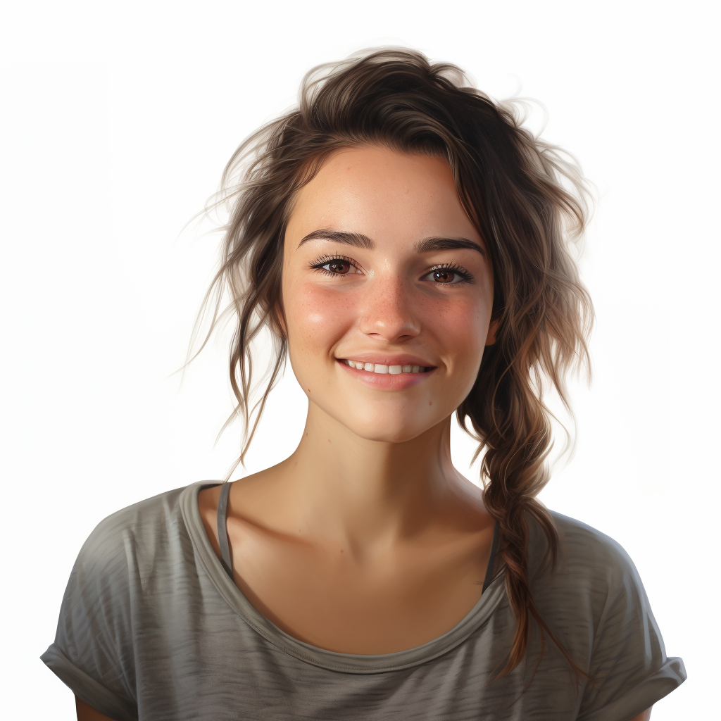 Smiling American Young Woman with White Background