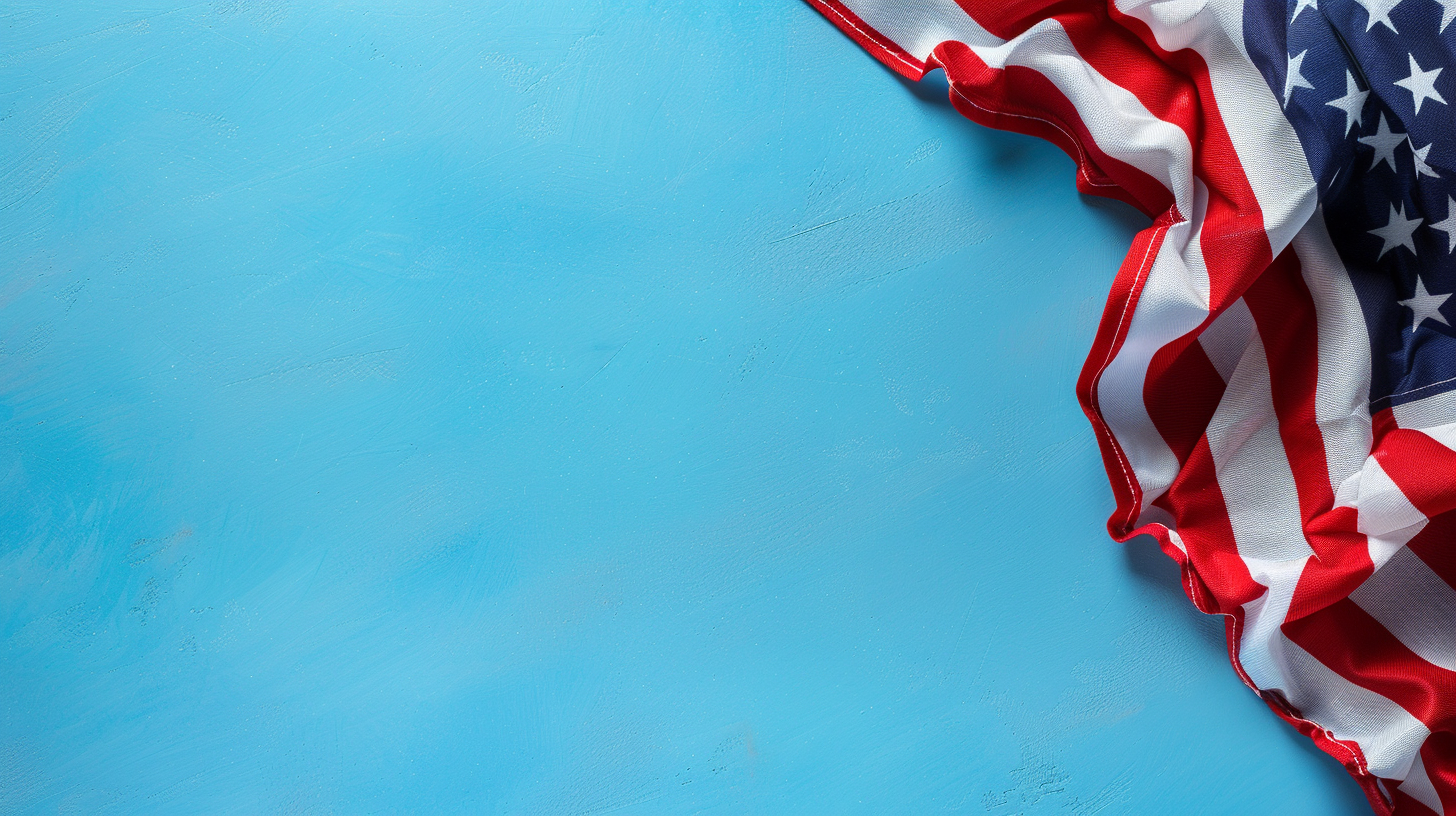 American flag on blue background