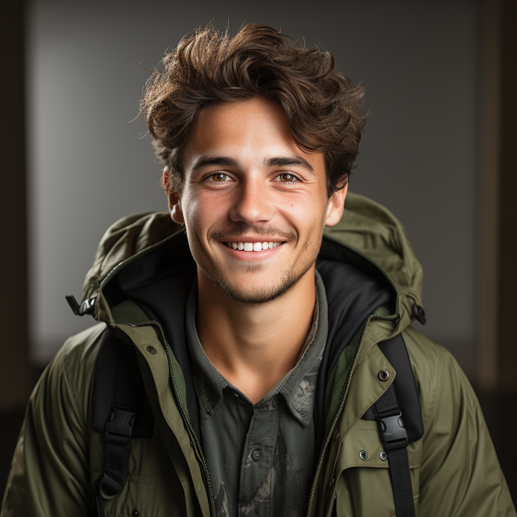 Smiling American university student