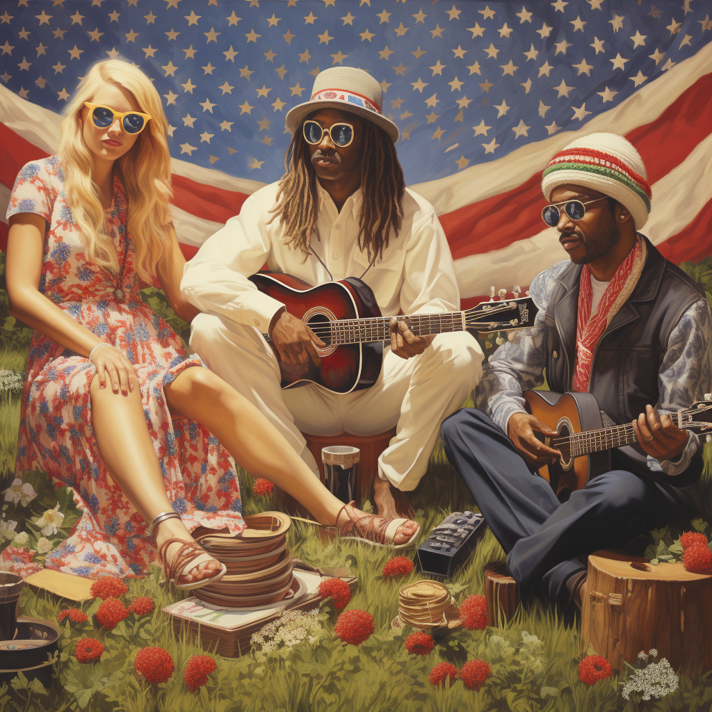 Classic Americana Art with Festive Hippie Twist