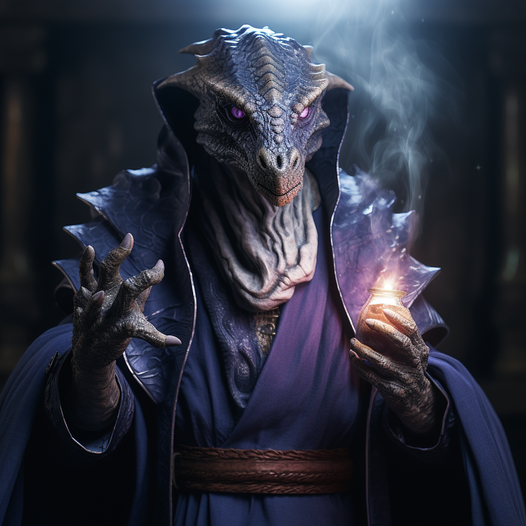 Hyper-realistic image of amethyst Dragonborn warlock casting spell