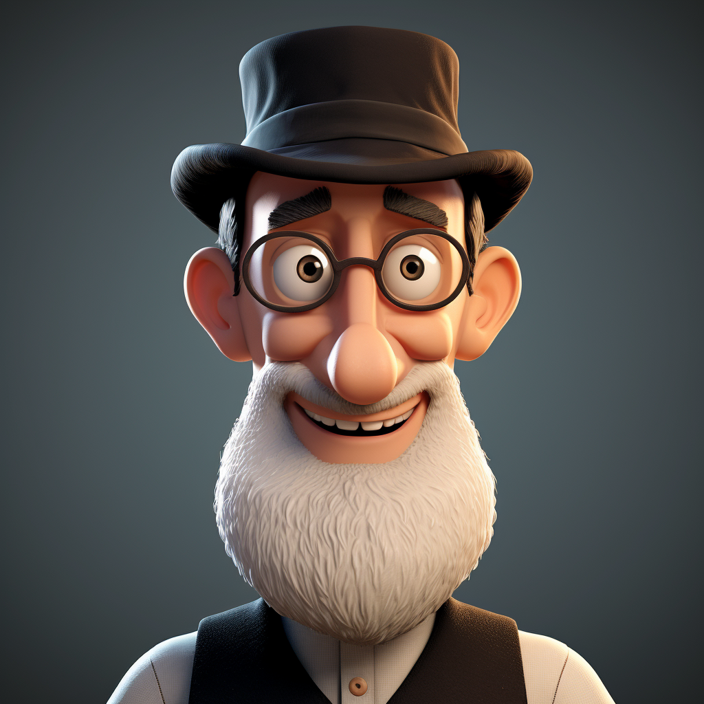 Amish comic character pixar style