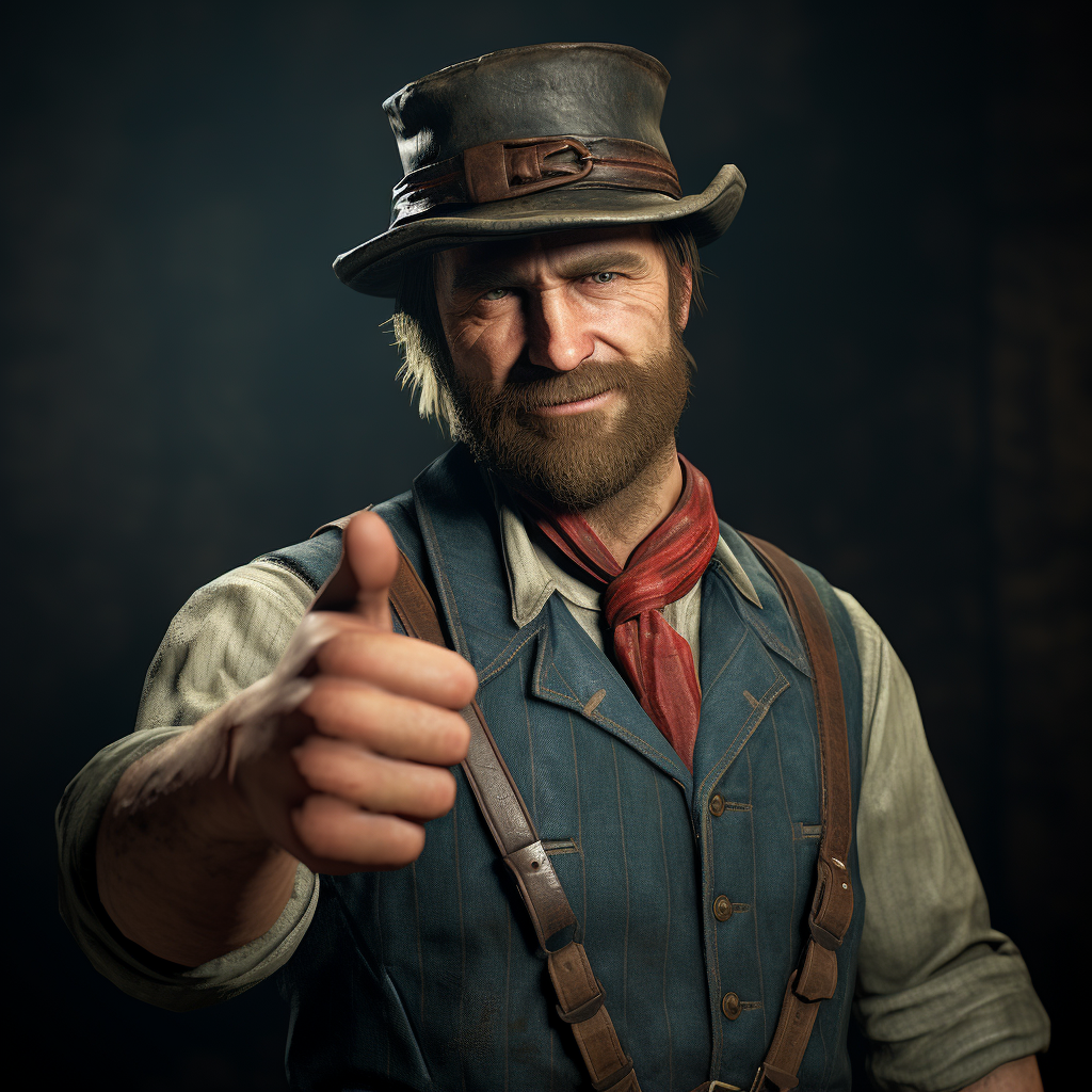 Smiling Amish Farmer with Thumbs Up