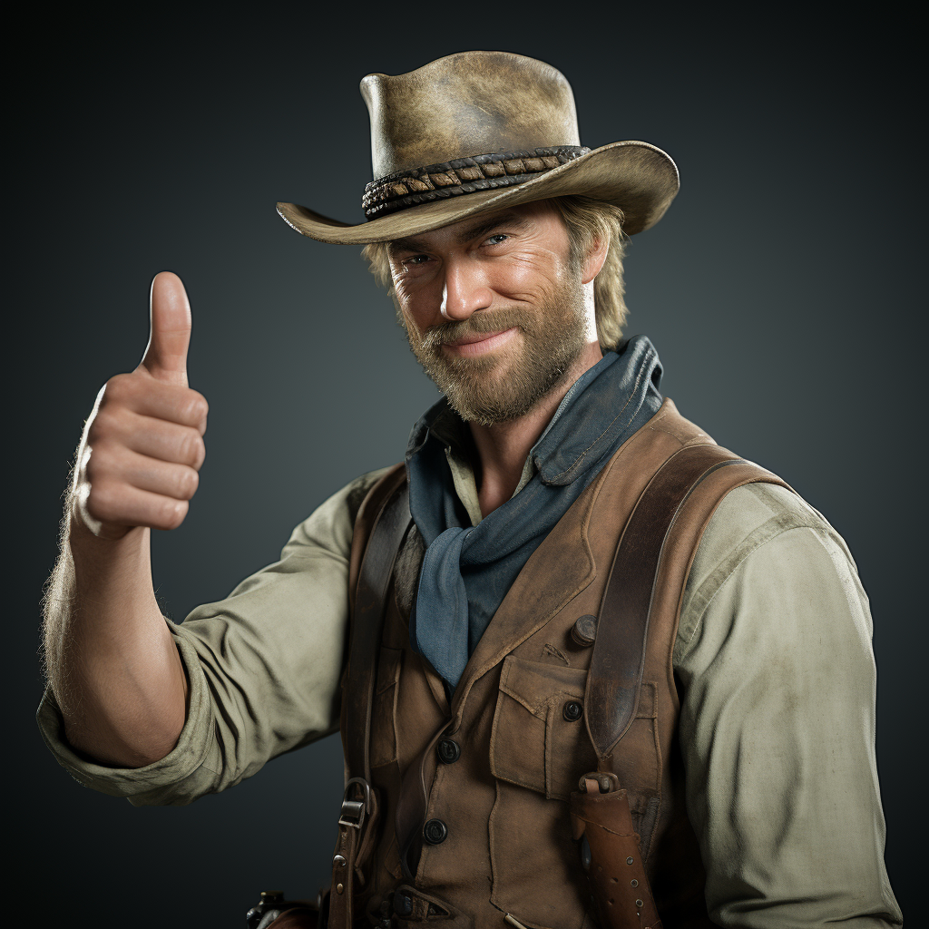 Amish man smiling, thumbs up