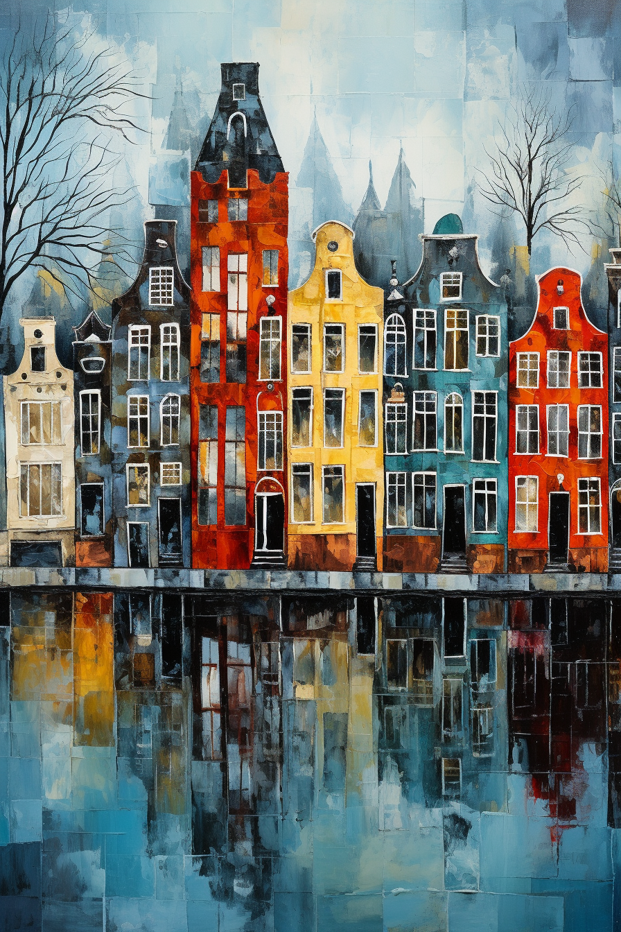 Amsterdam canal houses painting by Freddie Henderson