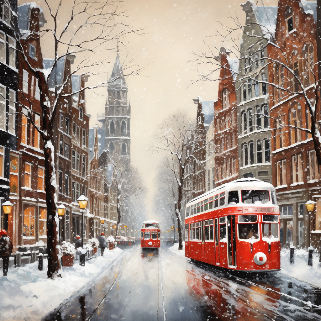 Snow in Amsterdam Streets