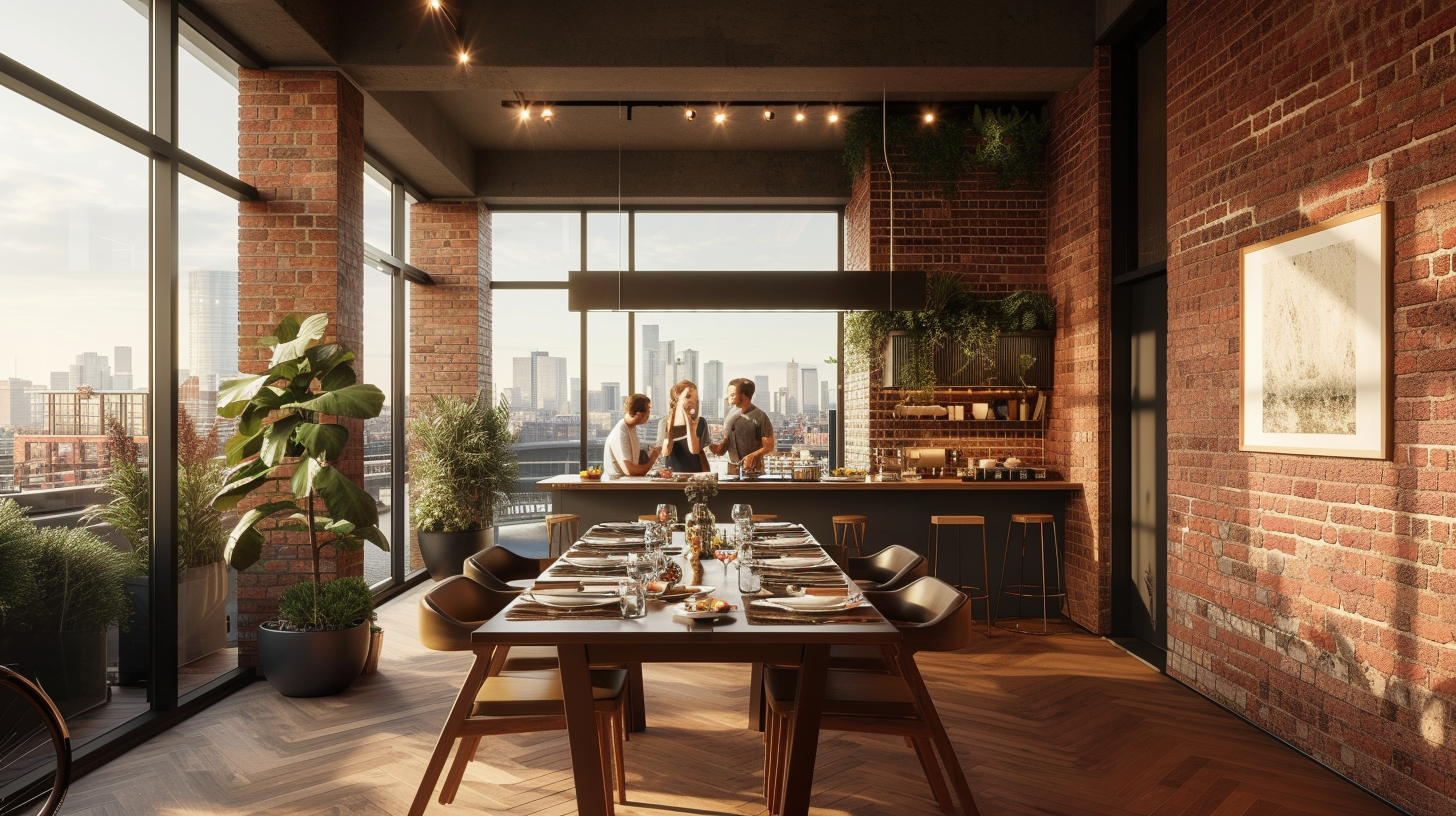 Amsterdam high-rise apartment dining room