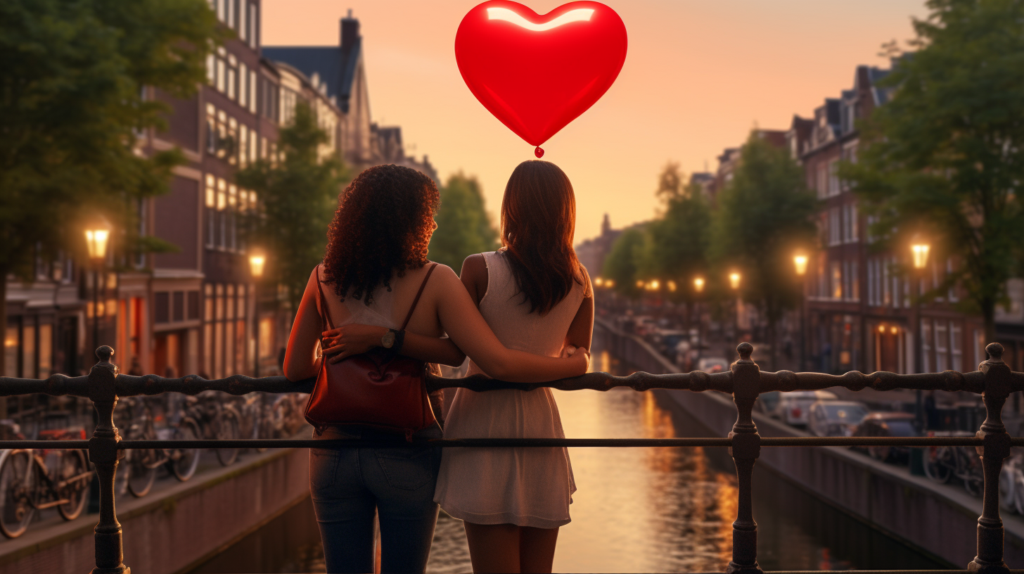 Two Women with Balloon in Amsterdam