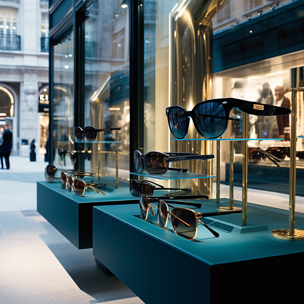 Exquisite designer sunglasses reflecting Amsterdam's vibrant streets