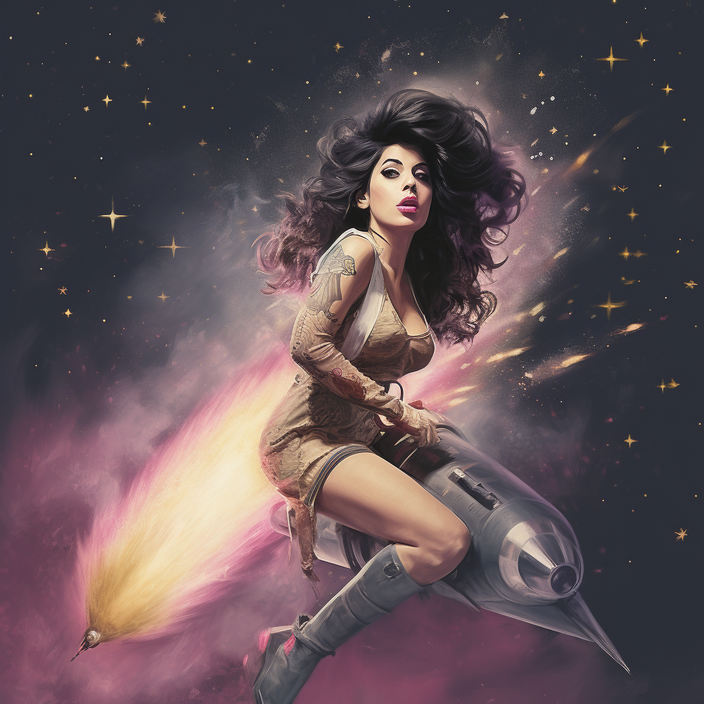 Amy Winehouse on a rocket ship