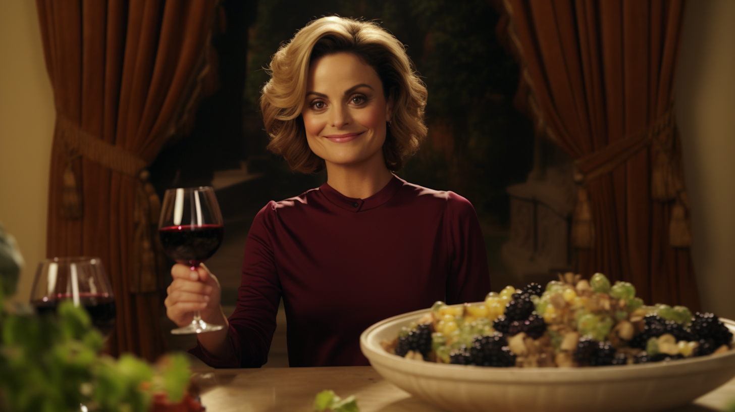 Amy Poehler as Tina Fey being pampered with grapes