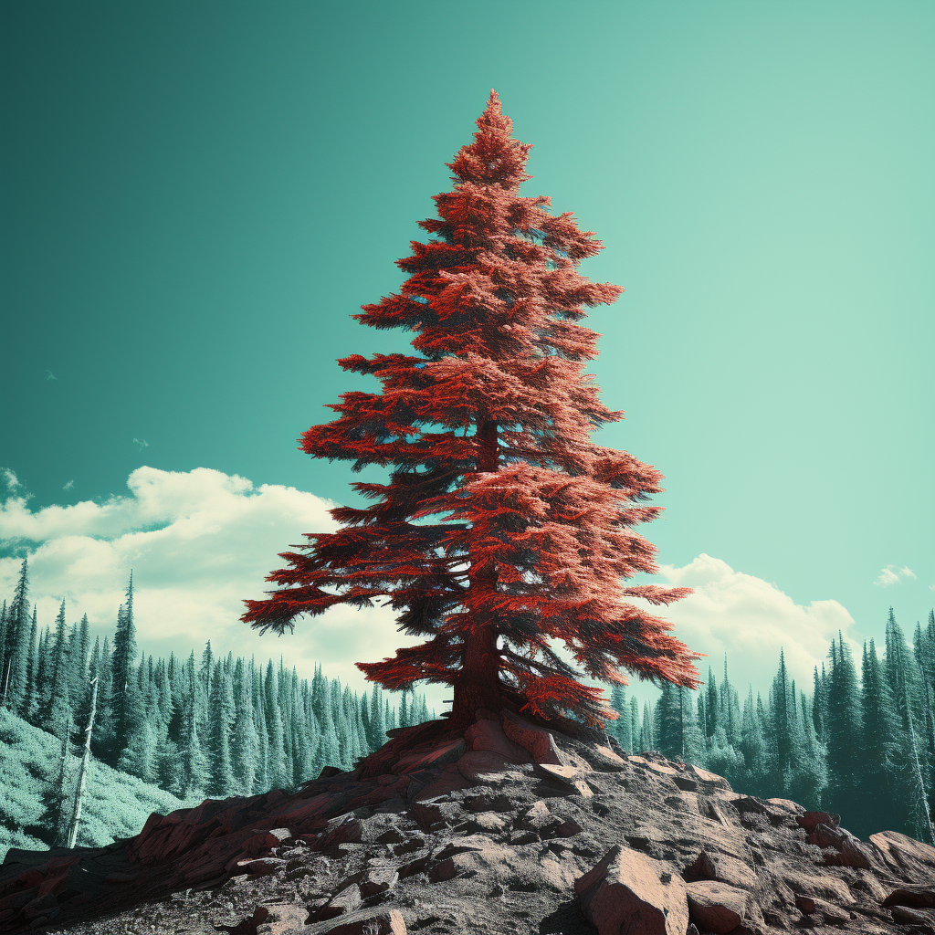 Anaglyph spruce with thick crown