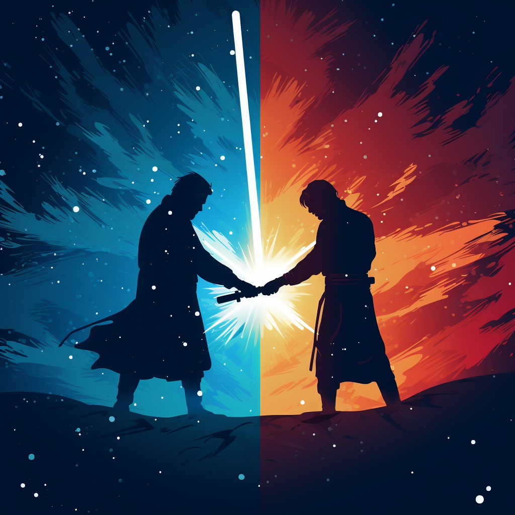 Anakin and Obi-wan clash in Christmas-themed silhouette